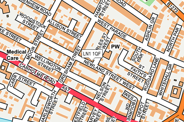 LN1 1QF map - OS OpenMap – Local (Ordnance Survey)