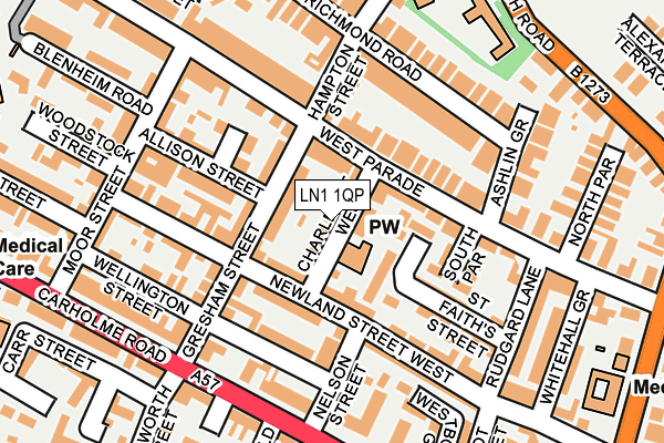 LN1 1QP map - OS OpenMap – Local (Ordnance Survey)