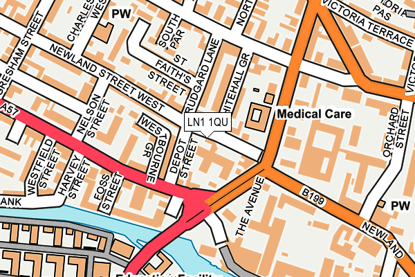 LN1 1QU map - OS OpenMap – Local (Ordnance Survey)