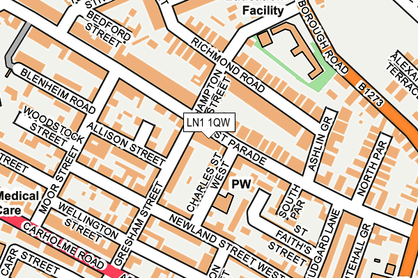 LN1 1QW map - OS OpenMap – Local (Ordnance Survey)