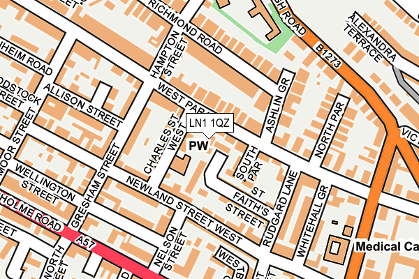 LN1 1QZ map - OS OpenMap – Local (Ordnance Survey)