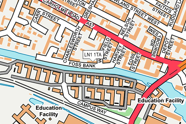 LN1 1TA map - OS OpenMap – Local (Ordnance Survey)