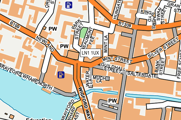 LN1 1UX map - OS OpenMap – Local (Ordnance Survey)