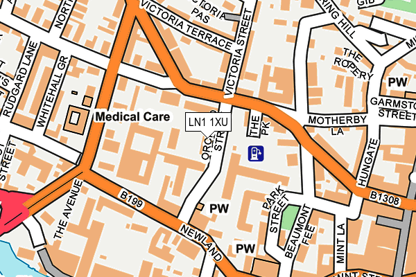 LN1 1XU map - OS OpenMap – Local (Ordnance Survey)