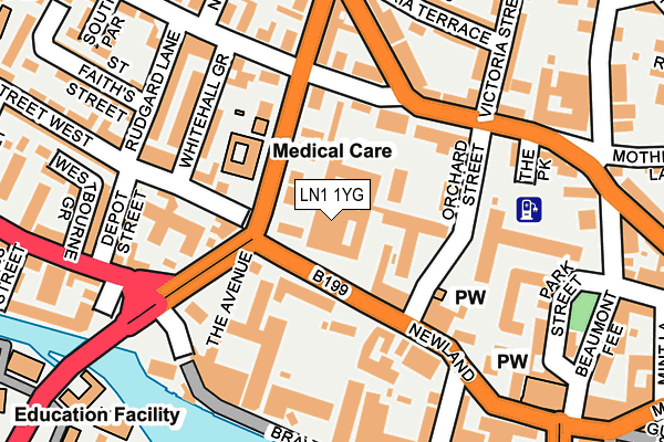 LN1 1YG map - OS OpenMap – Local (Ordnance Survey)