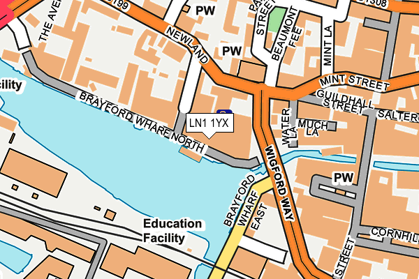 LN1 1YX map - OS OpenMap – Local (Ordnance Survey)