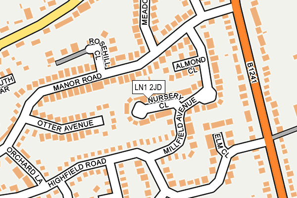 LN1 2JD map - OS OpenMap – Local (Ordnance Survey)