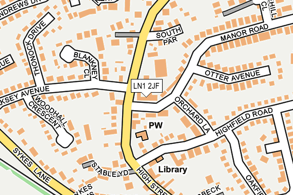 LN1 2JF map - OS OpenMap – Local (Ordnance Survey)