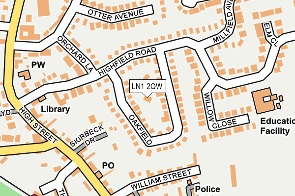 LN1 2QW map - OS OpenMap – Local (Ordnance Survey)