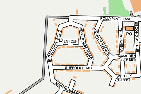 LN1 2UF map - OS OpenMap – Local (Ordnance Survey)