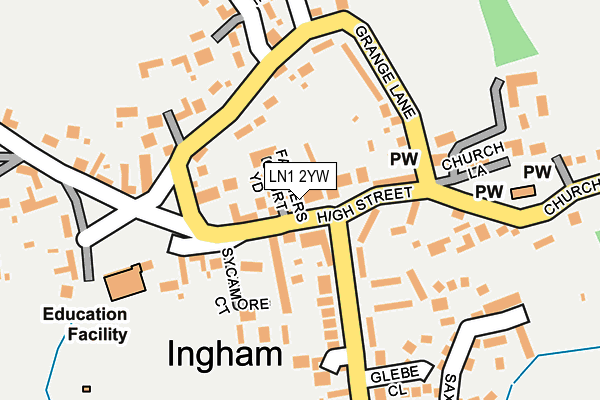 LN1 2YW map - OS OpenMap – Local (Ordnance Survey)
