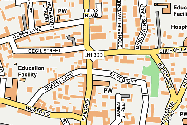 LN1 3DD map - OS OpenMap – Local (Ordnance Survey)