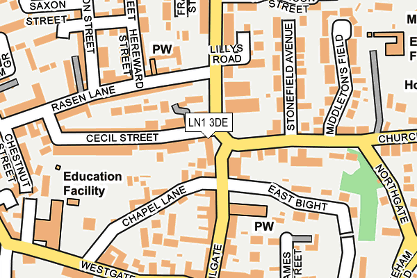 LN1 3DE map - OS OpenMap – Local (Ordnance Survey)