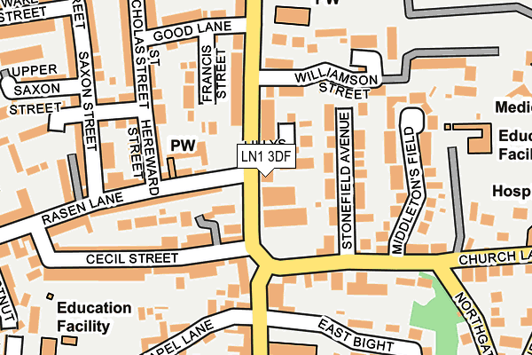 LN1 3DF map - OS OpenMap – Local (Ordnance Survey)
