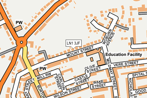 LN1 3JF map - OS OpenMap – Local (Ordnance Survey)
