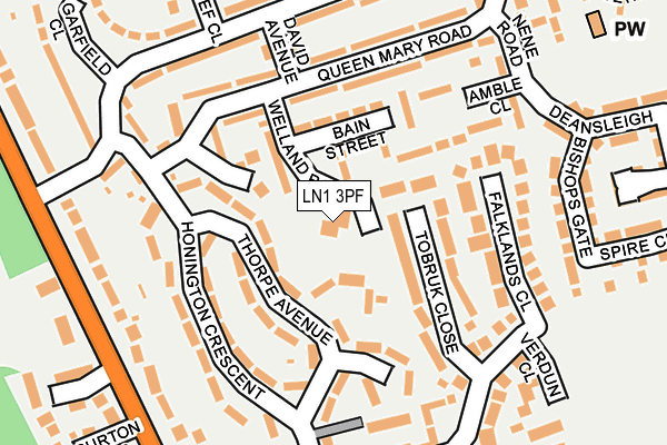 LN1 3PF map - OS OpenMap – Local (Ordnance Survey)