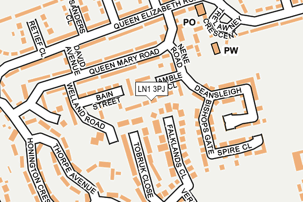LN1 3PJ map - OS OpenMap – Local (Ordnance Survey)