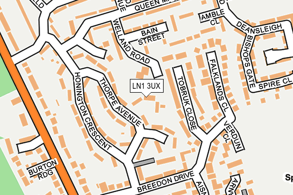 LN1 3UX map - OS OpenMap – Local (Ordnance Survey)