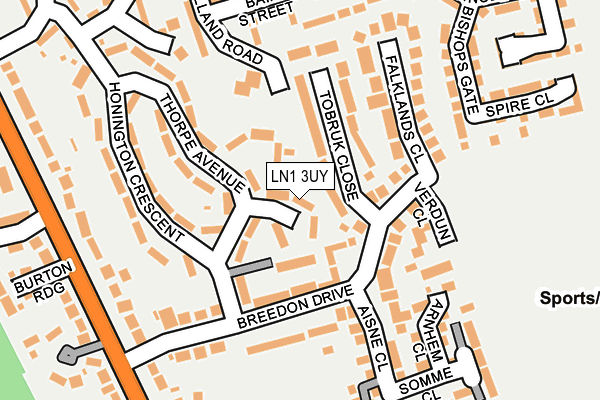 LN1 3UY map - OS OpenMap – Local (Ordnance Survey)