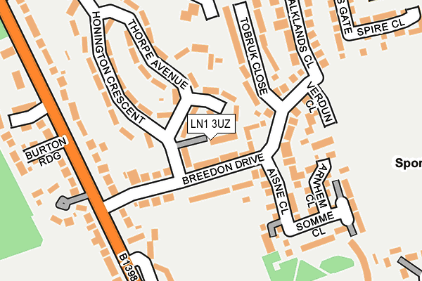 LN1 3UZ map - OS OpenMap – Local (Ordnance Survey)
