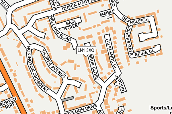 LN1 3XQ map - OS OpenMap – Local (Ordnance Survey)