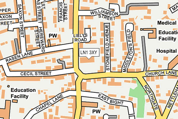 LN1 3XY map - OS OpenMap – Local (Ordnance Survey)
