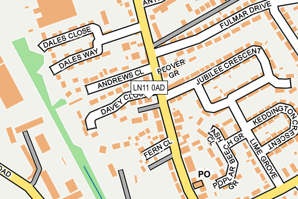 LN11 0AD map - OS OpenMap – Local (Ordnance Survey)