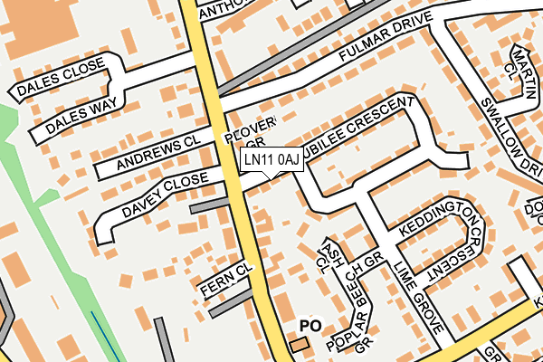 LN11 0AJ map - OS OpenMap – Local (Ordnance Survey)
