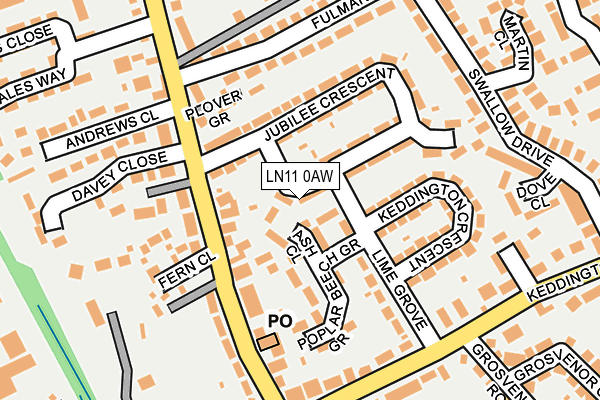 LN11 0AW map - OS OpenMap – Local (Ordnance Survey)