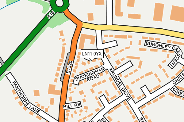 LN11 0YX map - OS OpenMap – Local (Ordnance Survey)