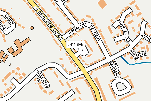 LN11 8AB map - OS OpenMap – Local (Ordnance Survey)
