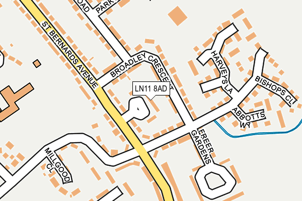 LN11 8AD map - OS OpenMap – Local (Ordnance Survey)