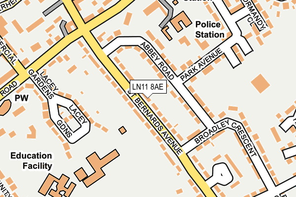LN11 8AE map - OS OpenMap – Local (Ordnance Survey)