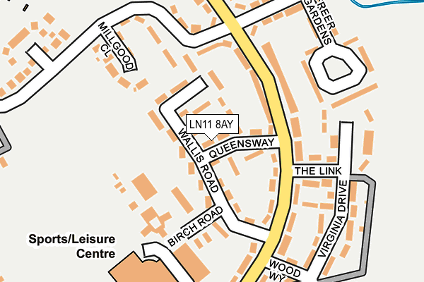 LN11 8AY map - OS OpenMap – Local (Ordnance Survey)