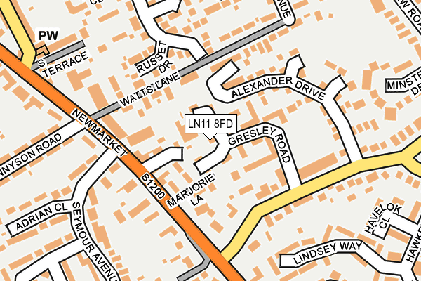LN11 8FD map - OS OpenMap – Local (Ordnance Survey)