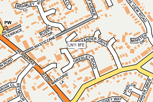 LN11 8FE map - OS OpenMap – Local (Ordnance Survey)