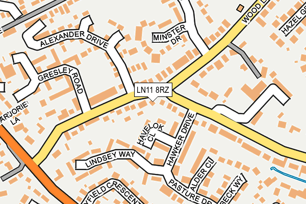 LN11 8RZ map - OS OpenMap – Local (Ordnance Survey)