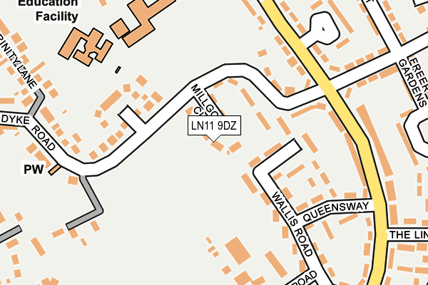 LN11 9DZ map - OS OpenMap – Local (Ordnance Survey)