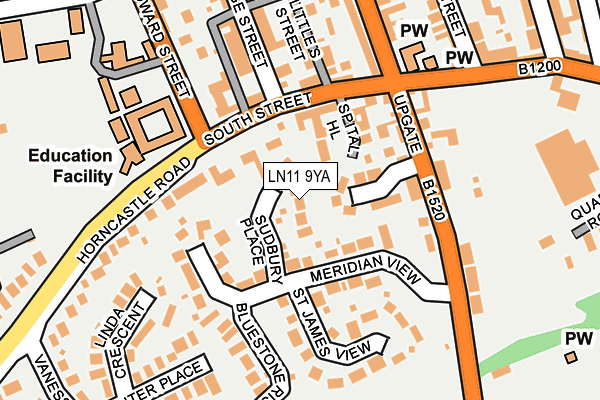 LN11 9YA map - OS OpenMap – Local (Ordnance Survey)