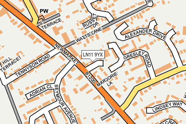 LN11 9YX map - OS OpenMap – Local (Ordnance Survey)