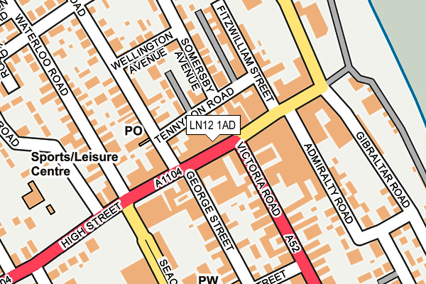 LN12 1AD map - OS OpenMap – Local (Ordnance Survey)