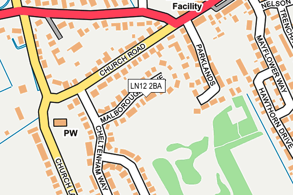 LN12 2BA map - OS OpenMap – Local (Ordnance Survey)