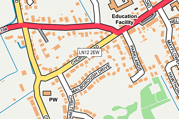 LN12 2EW map - OS OpenMap – Local (Ordnance Survey)