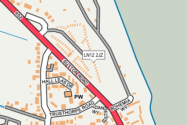LN12 2JZ map - OS OpenMap – Local (Ordnance Survey)