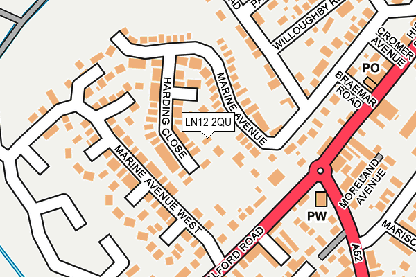 LN12 2QU map - OS OpenMap – Local (Ordnance Survey)