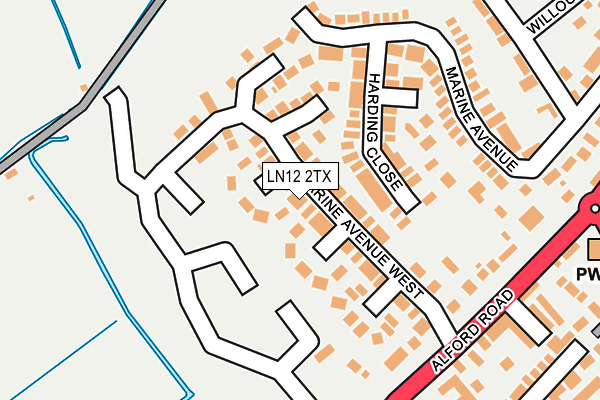 LN12 2TX map - OS OpenMap – Local (Ordnance Survey)