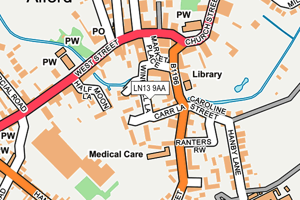 LN13 9AA map - OS OpenMap – Local (Ordnance Survey)