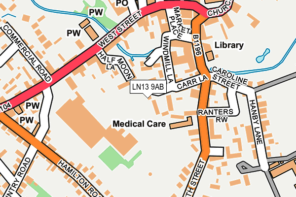 LN13 9AB map - OS OpenMap – Local (Ordnance Survey)