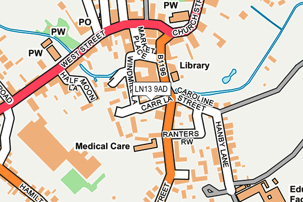 LN13 9AD map - OS OpenMap – Local (Ordnance Survey)