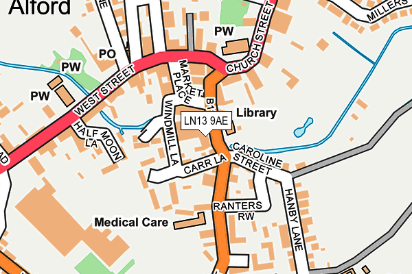 LN13 9AE map - OS OpenMap – Local (Ordnance Survey)